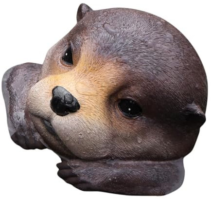 PAMINGONO Estatua De Nutria Flotante De Miniatura Realista Decoración para Estanque y Jardín