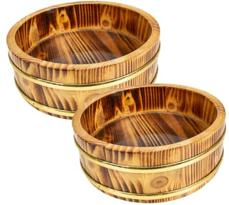 LALADEFIEE 2pezzi Ciotola Legno Per Sushi Da Contenitore Tradizionale Giapponese Per Riso Sushi Capacità Moderata Per Cucina e Campeggio Design Resistente e Versatile