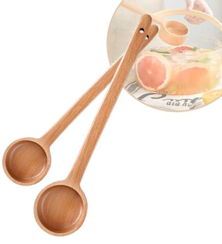 AZCKU Cuchara Madera Gigante, Larga, de Larga Cucharas Sopa Grandes 10.43 Pulgadas(26.5cm), Honda, Cucharas para el Hogar, Cocina, para Té La Tarde.