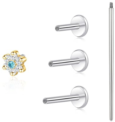 limerencia Titan Helix Piercing Ohr,18G Hypoallergen Innengewinde Tragus Stecker Medizinische Lippenpiercing Labret Stecker für Damen Männer(1 Stück)