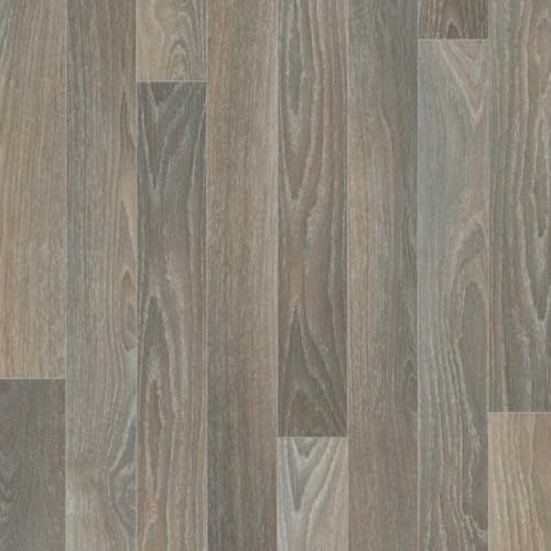 Vinyl Flooring Wood Oak Plank Effect Easy DIY Vinyl Flooring Roll | Non-Slip Easy Clean Waterproof Lino Vinyl Floor | Living Dining Room, Lounge, Hallway Flooring (Alu Brown, 3m x 5m)