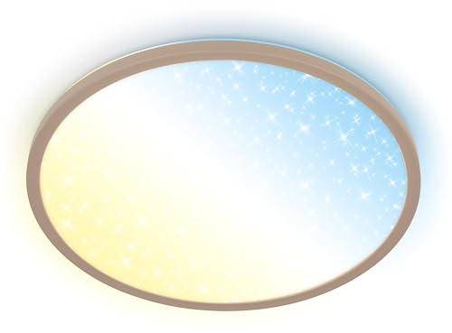 BRILONER - LED Panel mit Fernbedienung, dimmbar, Sternenhimmel, CCT warmweiß bis kaltweiß, LED Lampe, Deckenleuchte, Wohnzimmerlampe, Küchenlampe, Deckenbeleuchtung, Flurlampe, 37,5x4,5 cm, Beige