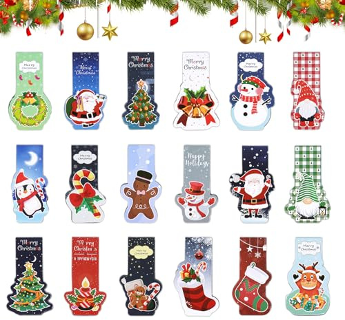 BLISSIQUEE Lesezeichen 36 Stück, Weihnachten Magnetische Lesezeichen, Magnetlesezeichen Weihnachten Magnetic Markings Seitenclips Markierungen Buchmarkierungen Weihnachtsgeschenke für Lehrer Schüler