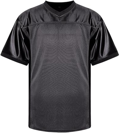 Blank Football Jersey,90S Hip Hop Sports Mesh Practice Plain Football Shirt Gym T-Shirts Mens UK Moisture Wicking Running Tops for Men Breathable Short Sleeve Gifts for Men Black
