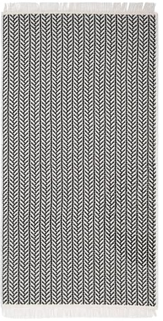 MaxxGoods Teppich Valencia 80x150cm, Schwarz - moderner Kurzflor Teppich waschbar 30°C - Boho & Skandi Läufer für Wohnzimmer, Schlafzimmer, Flur & Küche - pflegeleicht, beidseitig nutzbar
