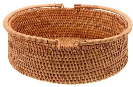 TOYANDONA Cesto in Fibra Naturale Fatto a Mano Grande cesta con Manico Resistente e ventilato per Frutta, Pane e Picnic Organizer per Cucina e Viaggi
