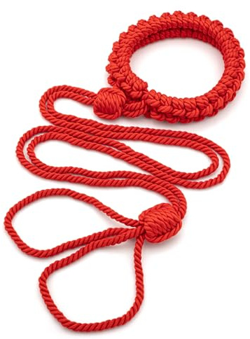 BONDAGERIE® Collare con guinzaglio schiava donna uomo sexy, in corda effetto raso, regolabile, vari colori disponibili Colore: Rosso