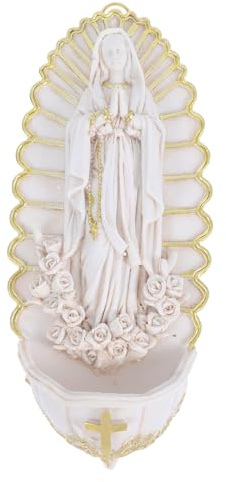 ifundom Holy Water Fonts Religious Resin for Home Hanging Catholic Decor Entrance Holy Water Font with Spacesaving Design and Vessel for Daily Prayers for Wall for First Communion
