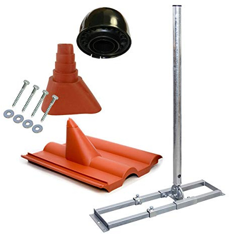 Premium X Profi X100-48K SAT Dach-Sparren-Halter mit Kabeldurchführung für Satelliten-Antenne Satellitenschüssel - Komplett Set für die Dachinstallation