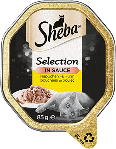 SHEBA Schale Nassfutter für Katzen Selection in Sauce Häppchen mit Huhn 2 x 11 x 85g