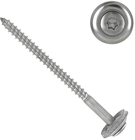 100 Stück Spenglerschrauben 4,5x70mm mit EPDM Dichtscheibe 15 mm | Torx TX 20 | DIN7995 Edelstahl A2 V2A | Vollgewinde Universalschraube | Dachschraube | Dachdecker | Gewindeschraube