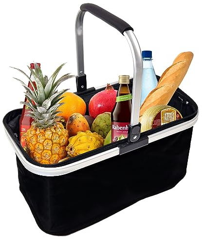 EINKAUFSKORB schwarz faltbar 26 Ltr. Klappkorb mit Henkel und Deckel