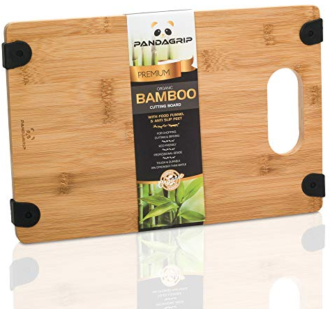 Chopping Board Cutting Board with Handle and Food Funnel with Non Slip Silicone feet Reversible. (33cm*22cm*1.5cm)