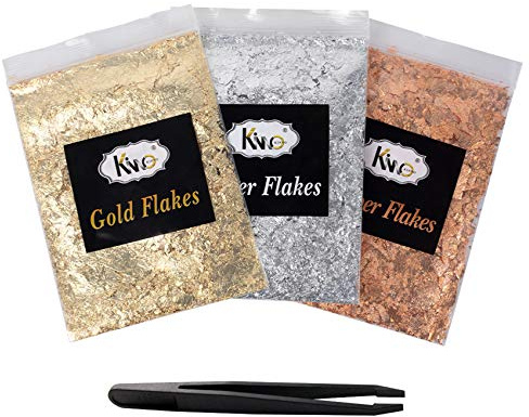 Kinno Blattsilber für die Vergoldung, zum Bemalen von Nagelkunst (3 Farben)