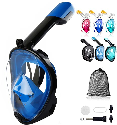 Wsobue Tauchmaske,Vollmaske Schnorchelmaske Anti-Fog Anti-Leck,180° Sichtfeld mit Sportkameras Kompatible Taucherbrilie für Erwachsene