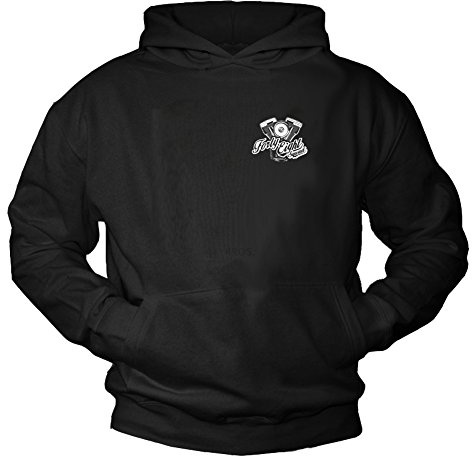 MAKAYA Forty Eight Squad - Motorrad Kapuzenpullover Motor V2 - Motorradbekleidung schwarz S