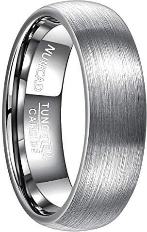 NUNCAD Bague en Tungstène Homme Femme Argent Mate Sans Motif 7mm, d'Amitié Lifestyle Taille 71(22.6)