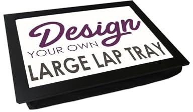 Design Your Own Extra Large Lap Tray. 49.8cm | Handmade Wooden Frame | Beanbag Cushioned Bottom | Computers, Laptops, Meals, Food, Crafting, TV, Dinner, Serving (Black)