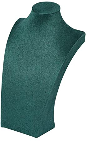 perfk Velvet Necklace Display Pendant Chain Organizer Necklace Jewelry Display Model Bust Stand for Fair Shelves Business, 20cm Dark Green