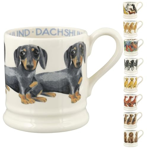 Emma Bridgewater Large Mug 1/2 Pint, Ceramic Coffee Mug Large - Stoneware Mug, Cappuccino, Latte, Coffee, Tea Cup - Beautiful Mugs, Birthday Gift - Coffee Mug Black & Tan Dachshund