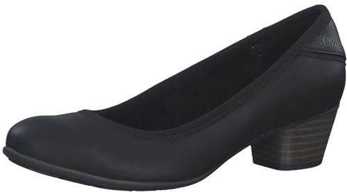 s.Oliver Escarpins en Cuir synthétique pour Femme - Petit Talon, Noir, 38 EU