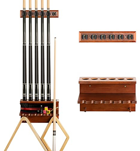 EXTCCT Support Mural pour Queues de Billard en Bois Dur - Organisateur d'Équipement pour 6 Queues, Accessoires de Table