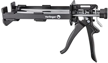 VERLINGER Kartuschenpresse 2K für Zweikomponenten-Epoxidklebstoffe 200+200 ml, Kartuschenpistole Schubverhältnis 26:1, Kraft 4500N, Leichte Quetschung, Schwarz Pro