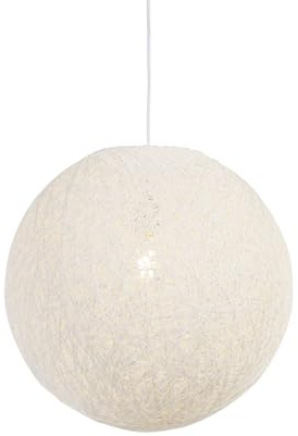 Qazqa Smart led Landhaus Pendelleuchte, Pendellampe - Corda - Weiß, 2700K - 6500K, dimmbar, 45cm, Ideal als Flur, Schlafzimmerlampe und Wohnzimmerlampe