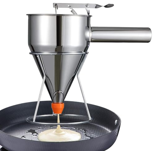 Pancake Dispenser for Dough, Waffle Dispenser for Dough, Multi-Calibre Funnel Cake Dispenser Made of Stainless Steel with Stand, Multi-Purpose Baking Tool, Baking Accessories for Cupcakes