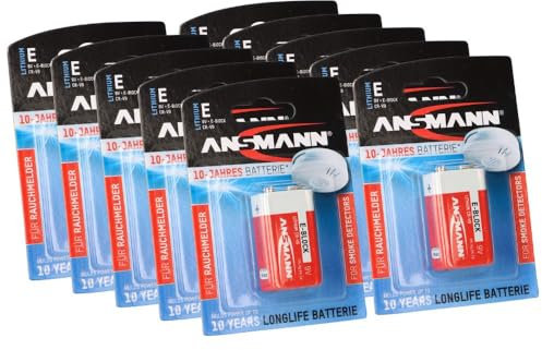 10x Hochwertige Rauchmelder Batterie Extreme Lithium 9V Block