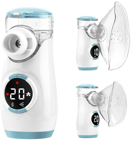 HITHINKMED Inhalationsgerät für Erwachsene und Kinder, Wiederaufladbarer Inhalator mit Countdown-Timer und Automatischer Reinigungsfunktion für Eine Effiziente Verneblung zu Hause und auf Reisen