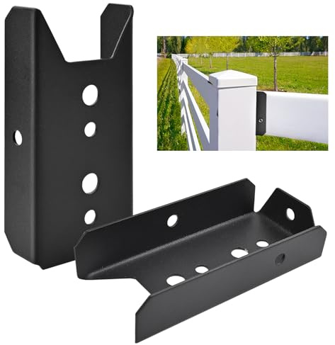 LukLoy 50 Pack 2x4 Brackets for Wood Rail, Black Deck Railing Brackets Connectors for 2 X 4 ( Actually 1.5 X 3.5 ) Wood Post, 20-Gauge Fence Brackets, Screws Not Included
