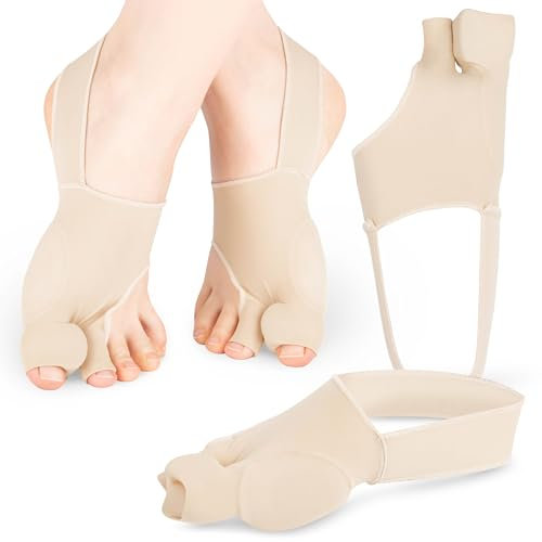 HALUTO Hallux valgus korrigering bandage med hälband – tåspridare stor tå och hammartå – tåseparator – Hallux Valgus strumpor med gelskydd storlek S