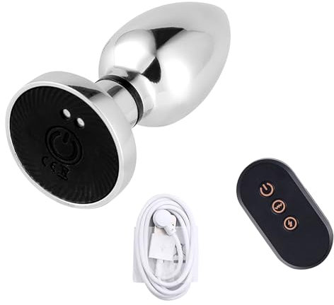 AMAZBEE Plug Anale Vibratore Anale in Metallo Con 10 Vibrazioni 6 tipi di Scosse Elettriche Massaggiatore Prostatico Plug Anale con Funzione di Telecomando per Uomini e Donne Giocattoli Sessuali (S)