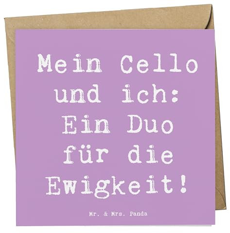 Mr. & Mrs. Panda Deluxe Karte Spruch Cello Duo - Geschenk, mein Cello und ich, Notenblätter, emotionale Bindung zum Cello, Musikschüler,