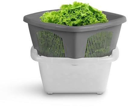 Vielseitiges Abtropfsieb inkl. Schale Abgießhilfe Filterkorb Nudelsieb Stapelbar 2 in 1 Küche Sieb Schüssel mit Griffen Lebensmittelecht