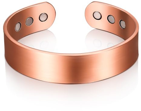 Otuuz Magnetisches Kupferarmband für Herren und Damen Magnetarmband aus Kupfer Armreif Solides Armband mit 6 Magneten Rotes Verstellbares Energien Armband mit Samtbeutel(Bronze,Schlichter Stil)