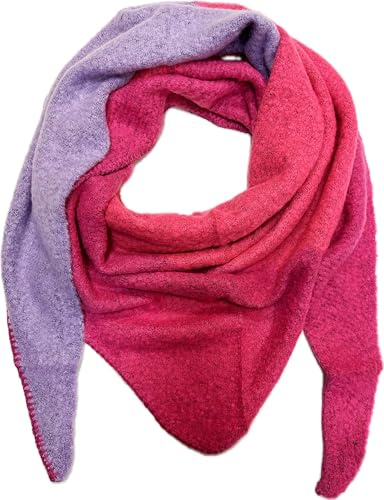 Jeamis XXL triangel stickad halsduk varm vinter halsduk modeduk höst vår triangelhalsduk ull stola duk, ROSA, 160 x 48 cm
