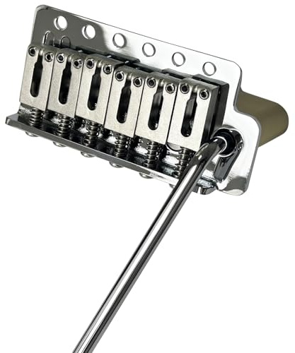 OVSAL 10.5mm Electric Guitar Bridge Gold 6 Point tremolo bridge Stainless Steel Saddles Plate Brass Block Electric Guitar Bridge 6 String Start Stratocaster