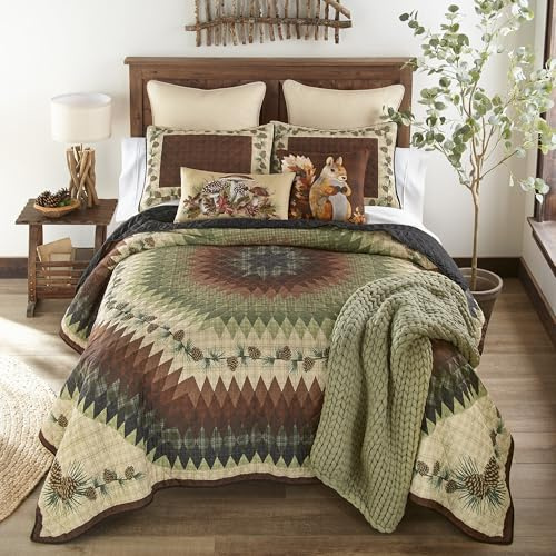 Donna Sharp Pine Circle Quilt Set, Queen Size, 3-Piece, 90 x 90