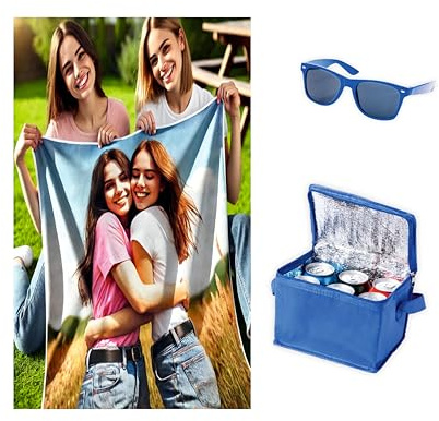 PORRAS ESTAMPACION & BANDERAS Manta Personalizada con Fotos│Mantas Personalizada de Regalo│Regalo de Neveras y Gafas de Sol│Manta Personalizado con Texto