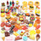 60 Stücke Mini Essen, Miniatur Essen, Küchenspielzeug, Mini Food, Zufälligen 45 Stücke Essen und 15 Stücke Trinkflaschen Niedlichen DIY-Lebensmittelspiel, Küchenspielzeug Set Geburtstagsgeschenk