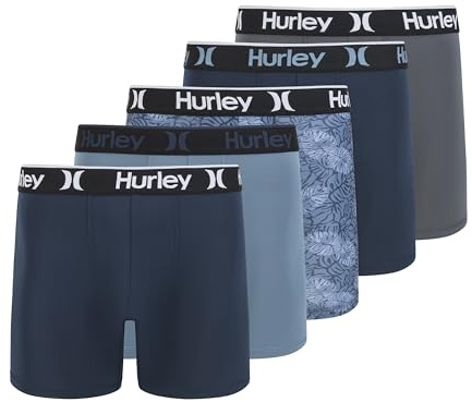Hurley Herren-Boxershorts, Marineblau, Größe XL, 5er-Pack