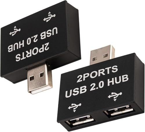 Leehitech 2 Stück USB 2.0 Splitter Mini Hub, 1 auf 2 Ports USB Verteiler | Multiport-Verteiler, Dual Adapter Direkter Doppelstecker für Strom & Daten gleichzeitig, für Laptop, PC, NICHT CarPlay
