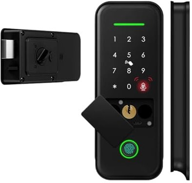VEKELETE Cerradura de jardín Exterior Impermeable con Huella Dactilar, Control Remoto, aplicación Tuya WiFi, código Smart Life, Cerradura de Puerta Inteligente sin Llave, Cerradura de Borde eléctrica