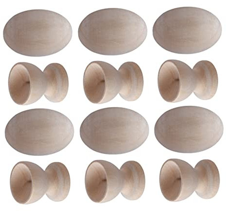 IMIKEYA 6 Sätze Eiertablett-Ornamente Osterei -dekorationskit Osterfest-Ei DIY-kunsthandwerk Künstliches Ei Aus Holz Künstliche Holzeier Khaki Hölzern