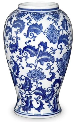 Oairse Vaso blu e bianco, vaso in ceramica blu per la decorazione della casa 21,6 cm vaso di cineserie per fiori vaso di fiori in porcellana blu e bianca per soggiorno, bagno, tavolo da pranzo