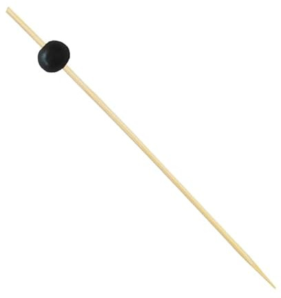 Monouso | 100 Pinchos de Bambú Bola Negra 12,5cm, Palillos de Bambú, Cócteles, Aperitivos, Brochetas, Fiestas, Caterings, Bodas