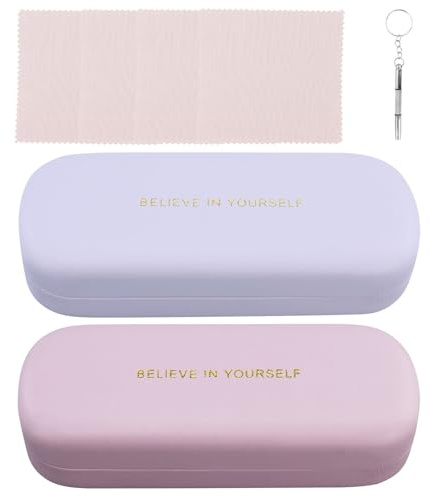 2Pz Custodia Occhiali Rigida,Antigraffio,Porta Custodie Rigida Per Sole Rigido,Glasses Case Con 1 Accessorio Per Cacciavite E 2 Panni Per La Pulizia Degli Occhiali