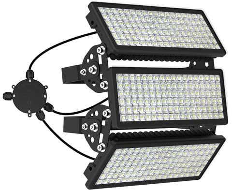 HOPEDAMAI 300W LED Strahler Außen mit Verteilerdose, 42000LM Flutlicht Superhell LED Fluter, Kaltweiß 6500K 230V Scheinwerfer IP67 Wasserdicht Außenstrahler für Sportplatz Parkplatz Beleuchtung
